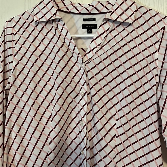 Talbots Button Front L/S Print Blouse - Picture 2 of 6